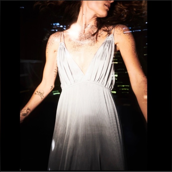 NWT ZARA AW21 SILVER PLEATED
SLIP DRESS - Picture 2 of 12